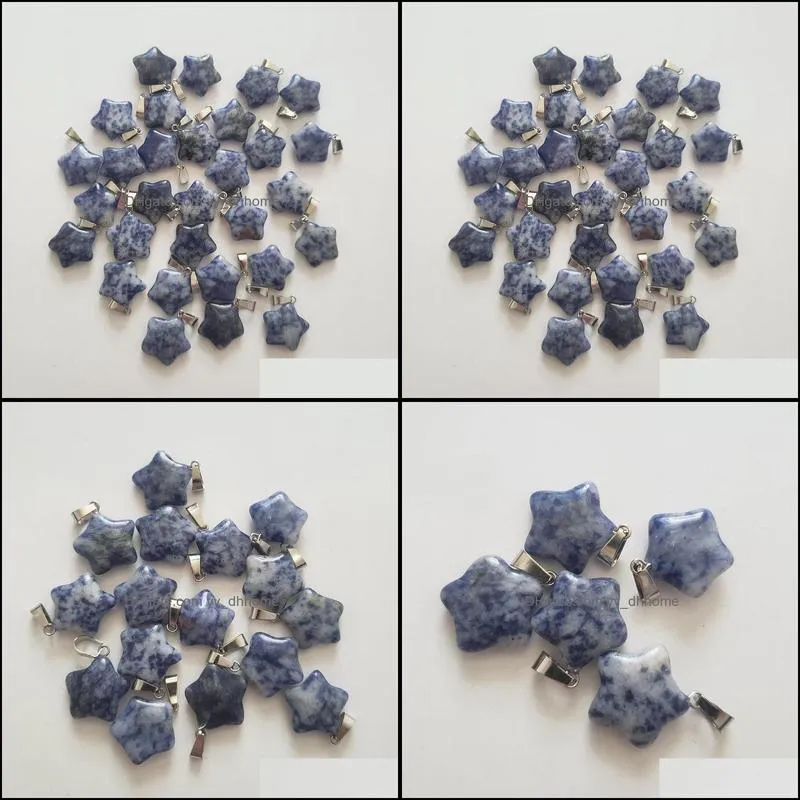 wholesale 50pcs/lot fashion natural stone sodalite five-pointed star charms pendants for necklace diy jewelry making