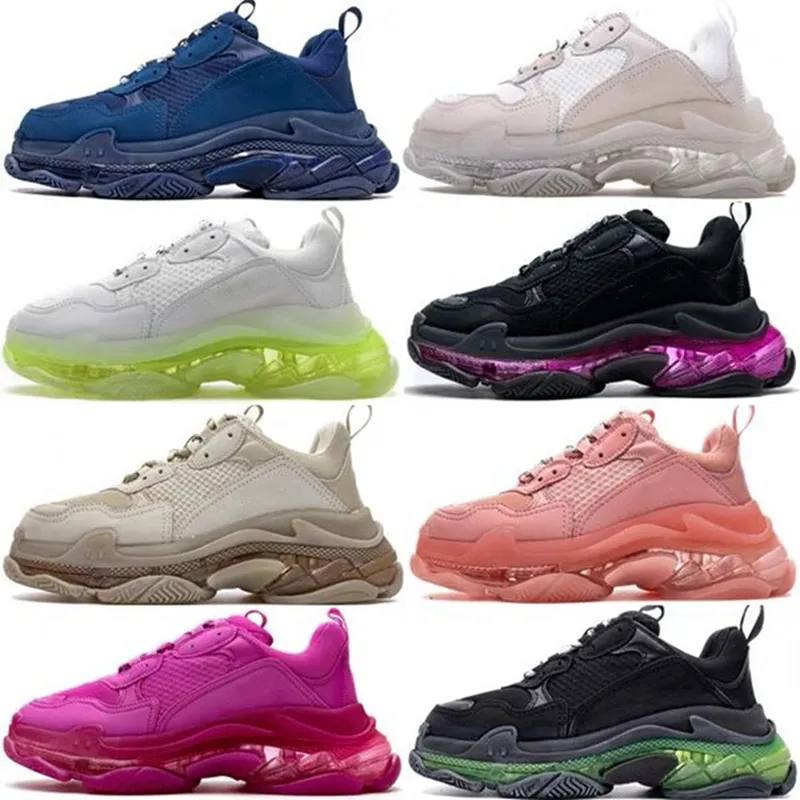 OG Donna Uomo Triple s Casual Designer Scarpe da corsa per 17fw Crystal Bottom All Black White Glitter Verde Rosa Rosso Luxury Retro Platform Sneakers Daddy