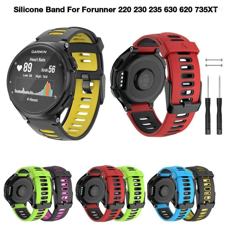 Bracelets de montres Bracelet en silicone sport pour Forerunner 220 230 235 620 630 Approach S20 S5 S6 735XT Bracelet de remplacement Femmes Hommes Officiel Hele22