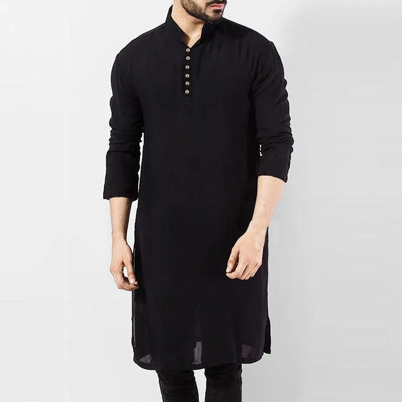 Männer Casual Hemden Männer Robe Langarm Kleid Islamische Chemise Elegante Kaftan Pakistanische Kleidung Muslim 2022 S-5XLMen's Men'sMen's