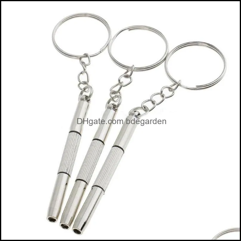 Keychains 100Pcs Multifunction 3 In 1 Eyeglasses Screwdrivers Key Chain Repair Tools Keychain Fashion Jewelry