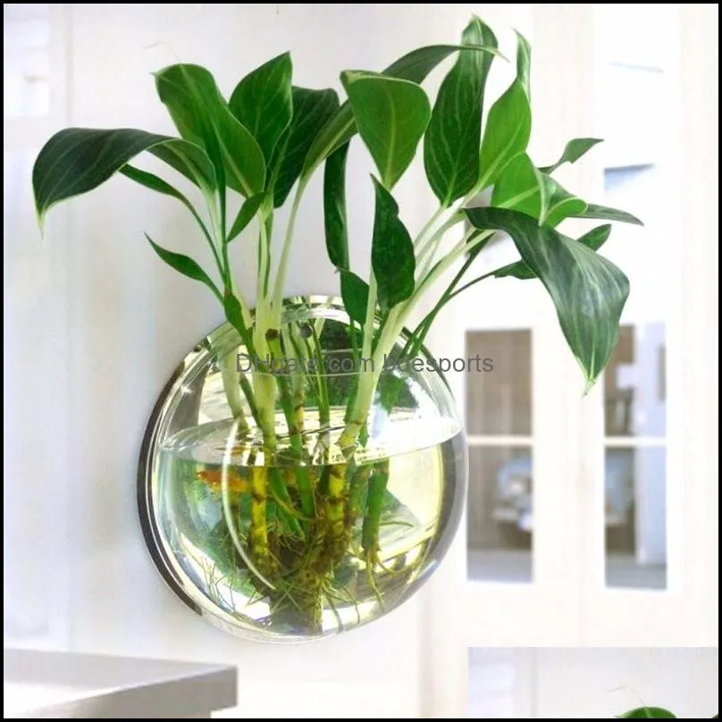 Acrylic Transparent Bowl Fish Tank Aquarium Wall Plant Hanging Vase Wall Aquarium Plant Pot Home Decoration