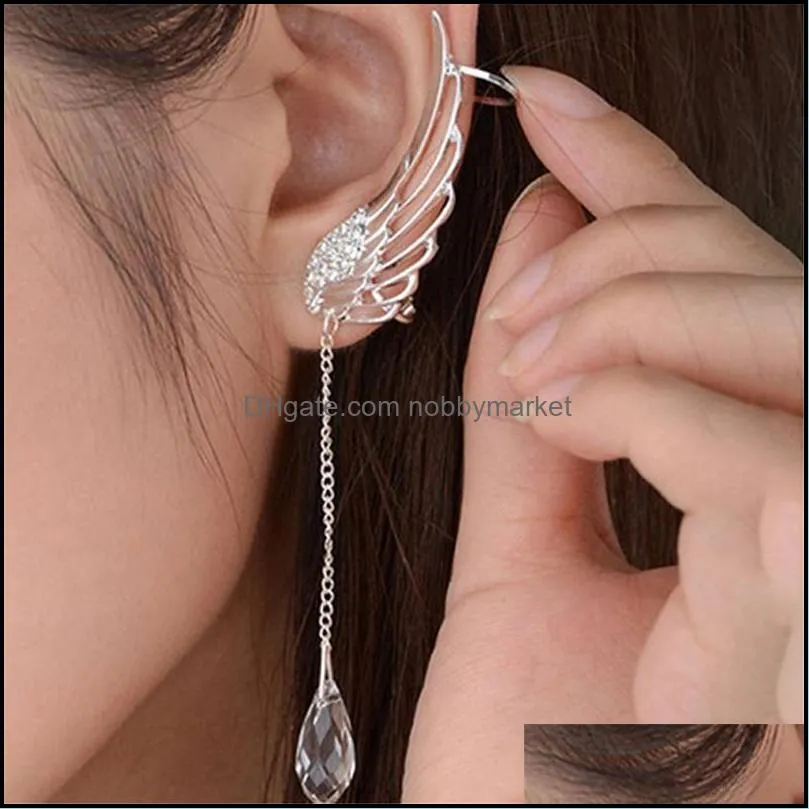 Dangle Chandelier Earrings Jewelry Fashion Elegant Crystal Pendant Long Angel Wing Drop For Women Delivery 2021 E8Ubc