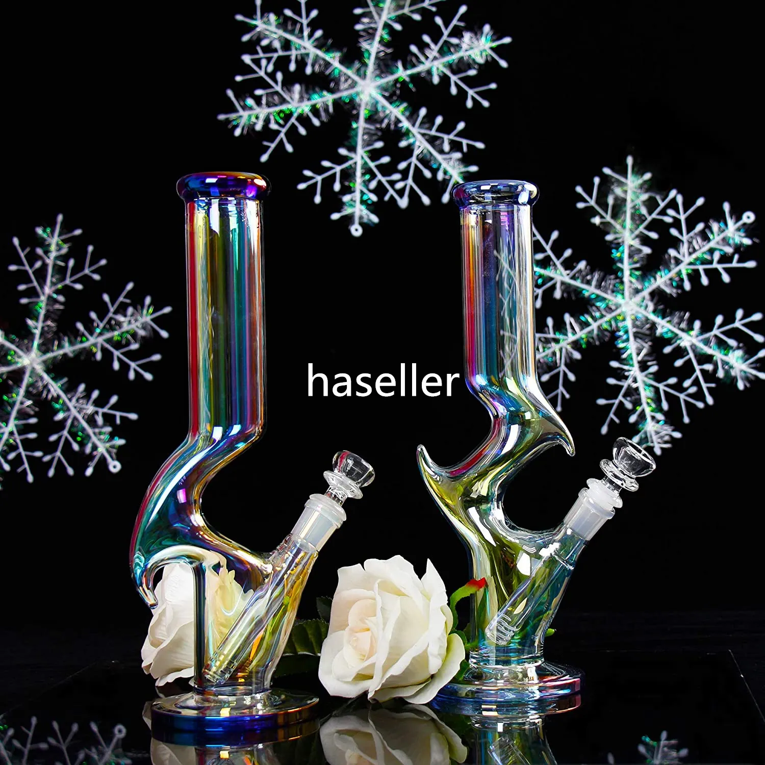 Rainbow Glass Water Bongs Bubbler Hookahs Shisha Downstem Perc Dab Rigs Rökning Glas Vattenrör med 14 mm skål
