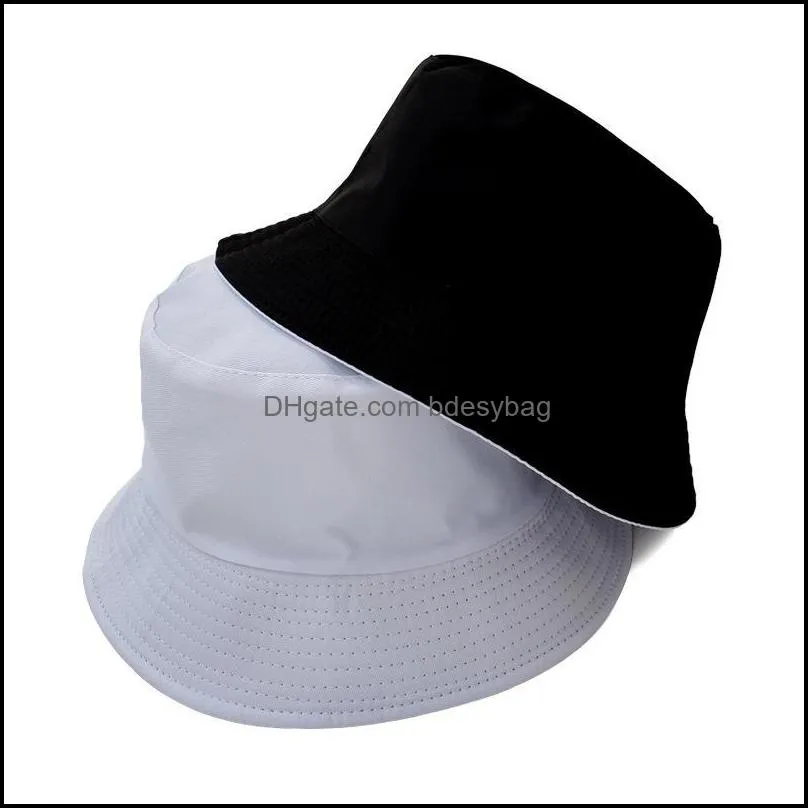 berets black solid bucket hat two side wear unisex simple bob caps hip hop gorros men women panama cap beach fishing boonie