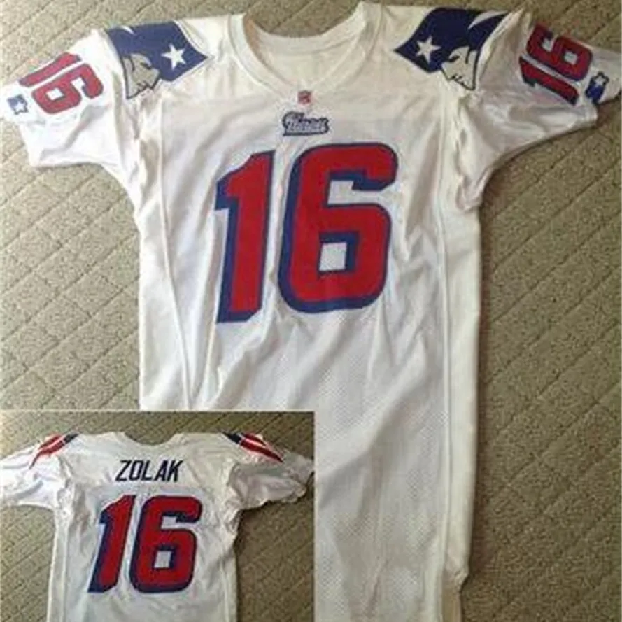 Mit Custom Men Scott Zolak # 16 Team Issued 1990 White College Jersey taglia s-XXXL o personalizzata con qualsiasi nome o numero di maglia