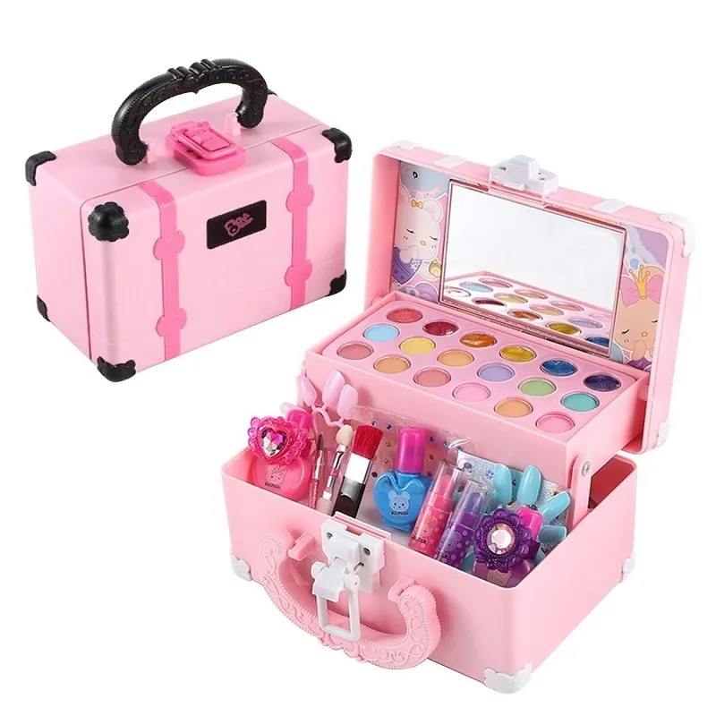 Children Makeup Set Cosmetic Simulation Pretend Play Toys Lipstick Nail Polish Bag Educational Toys Birthday Gift For Ingenious 220421