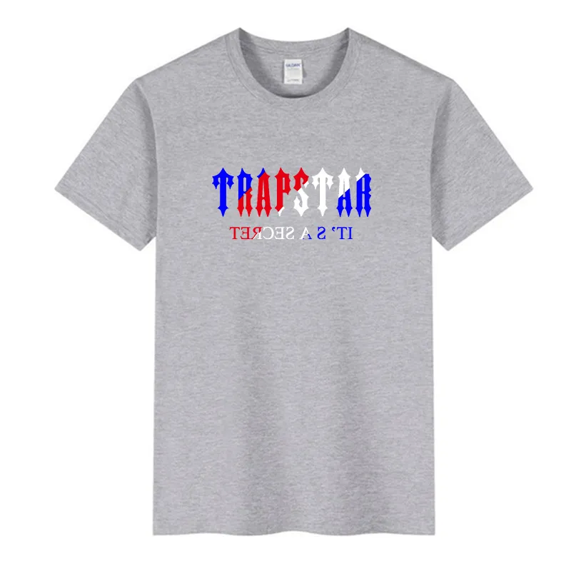 Trapstar Tシャツ綿 100% クルーカラー Tシャツ男性カジュアル高品質夏半袖メンズ Tシャツファッションベーシック tシャツ男性