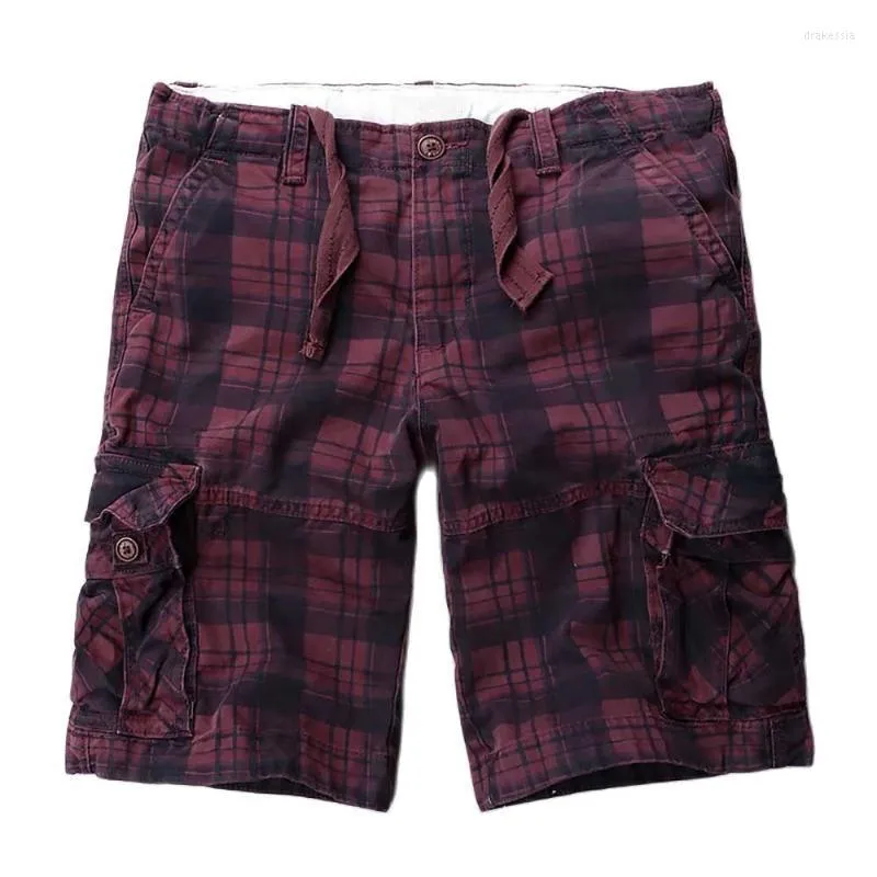 Men's Shorts Trendy Cargo Military Army Style Men Casual Tactical Pockets Loose Baggy Plaid Summer BoardshortsMen's Drak22