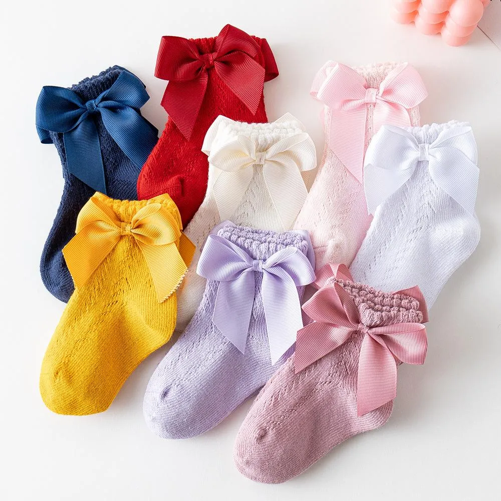 Skarpetki dla niemowląt Dziewczyny Bow Księżniczka Dress Sock Ruffle Oddychaj Falbala Spring Summer European Hiszpanie Skarpetki dla dzieci