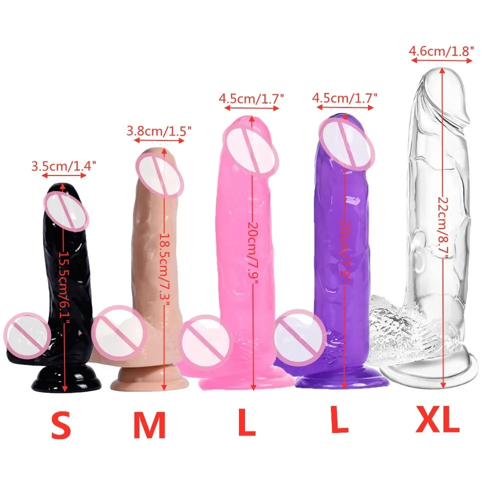 Erotic Soft Jelly Dildo Anal Butt Plug Pene realistico Forte ventosa Dick Toy per adulti Orgasmo del punto G Giocattoli sexy Donna Articoli di bellezza