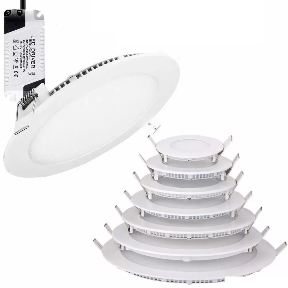 Dimmable Led Recessed Downlights Lamp Warm/Natural/Cool White Super-Thin Led Panel Lights Drives