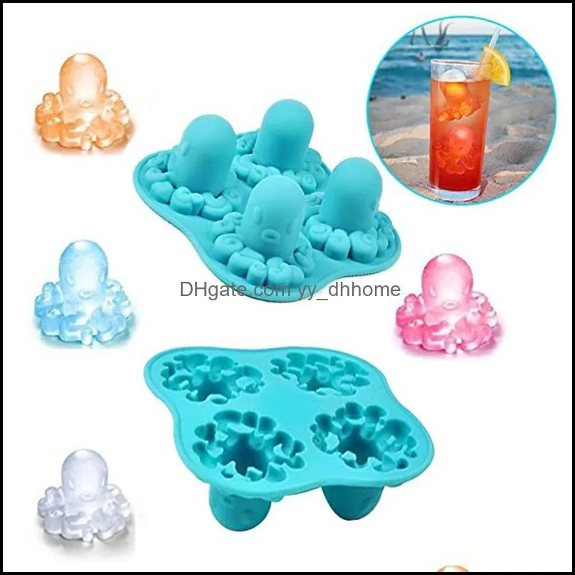 adorable octopus ice mold new creative silicone ice tray mould kitchen bar cooling fruit juice drinking cute ice cream maker vt1516