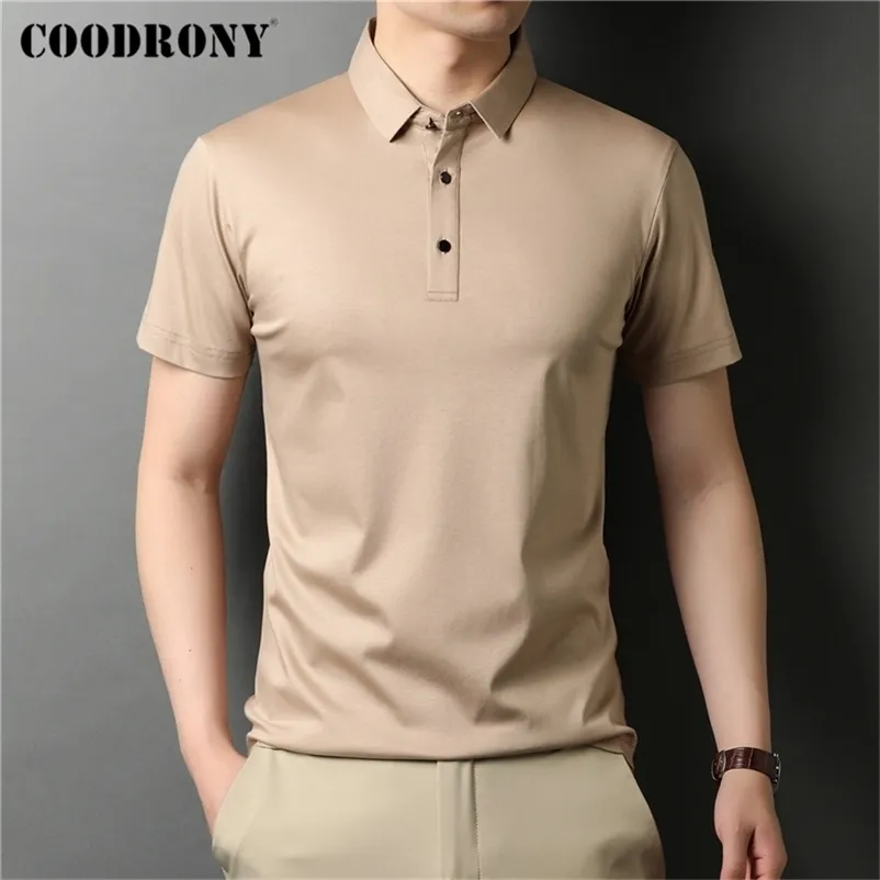 COODRONY Marque Haute Qualité D'été Classique Couleur Pure Casual Manches Courtes 100% Coton Polo-Shirt Hommes Doux Cool Vêtements C5203S 220524