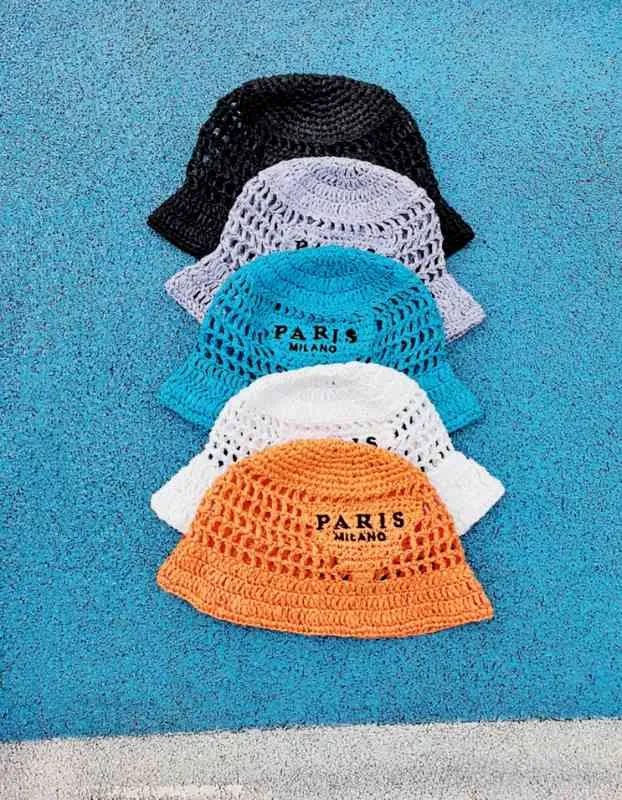 Raffia Straw Bucket Hat Unisex Cotton Dome Top Adjustable  display picture 3