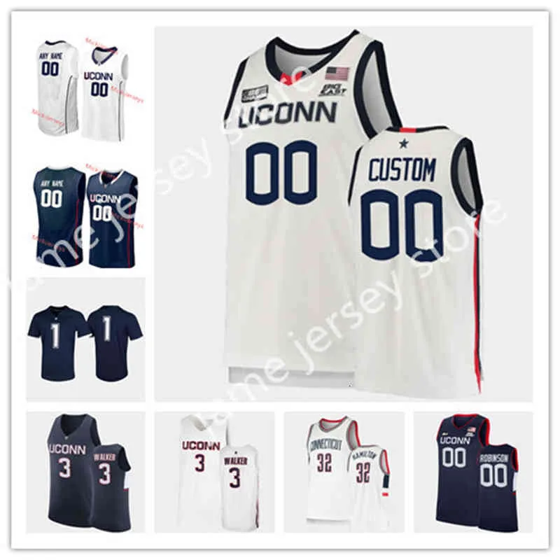 XFLSP Custom Uconn Connecticut Huskies College Basketball Jersey 44 Andre Jackson 24 Jordon Hawkins 35 Samson Johnson 1 Rahsool Diggins 21 Adama