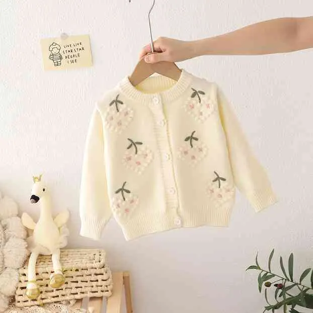 2-7 лет для детской девочки. Свитер-свитер цветы одежда одежда Pailettes Девушки кардиган осень для детского свитера