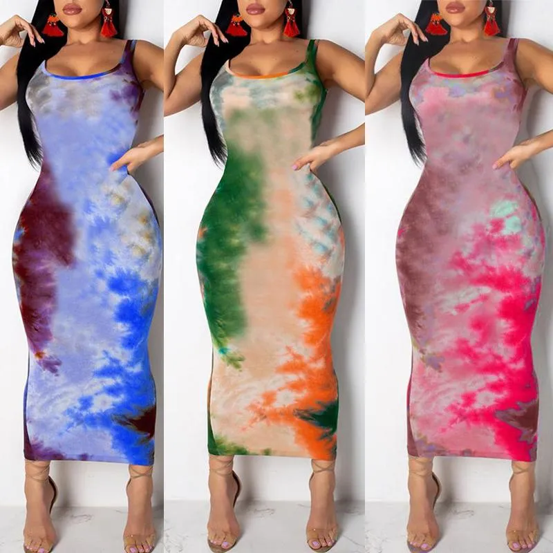 Casual jurken vrouwen graffiti slanke fit jurk damesmeisjes boho long maxi avond feest strand bodycon sundresscasual