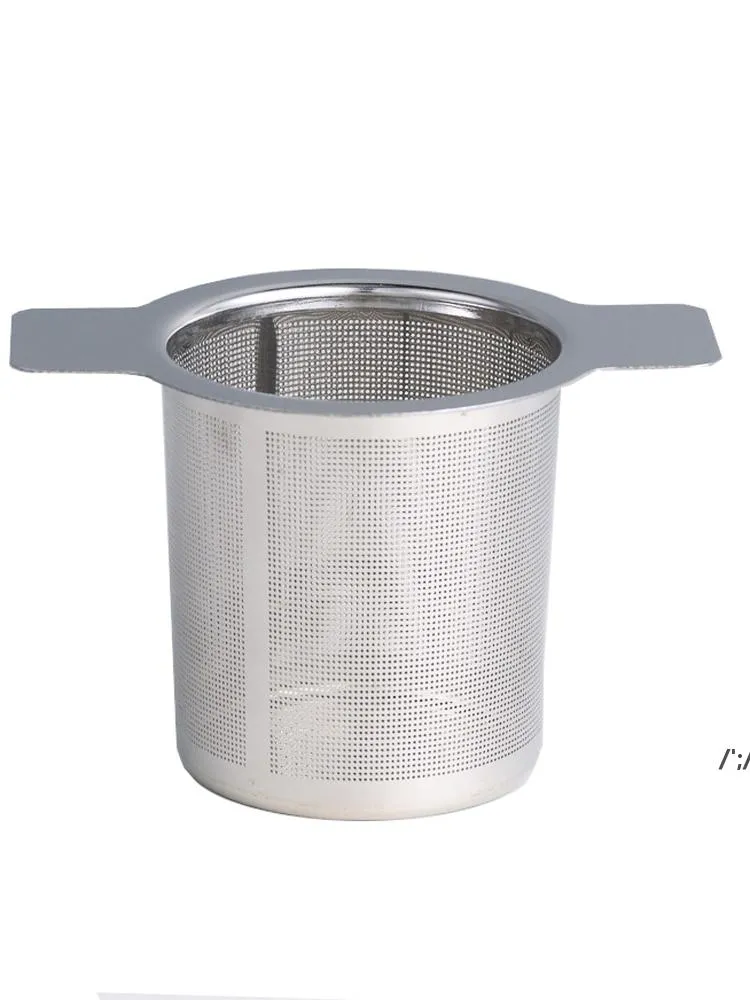 Dubbele handgrepen Thee Infuser Tool Rvs Fijn Mesh Koffie Filter Theepot Cup Losse Leaf Tea-zeef JLA12949