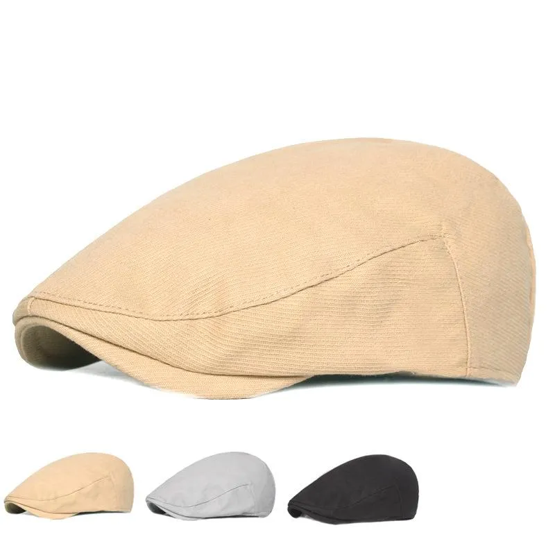 Bérets Vintage béret homme chapeau coton décontracté casquette plate Sboy casquettes mâle pare-soleil été Style français camionneur pour hommesbérets