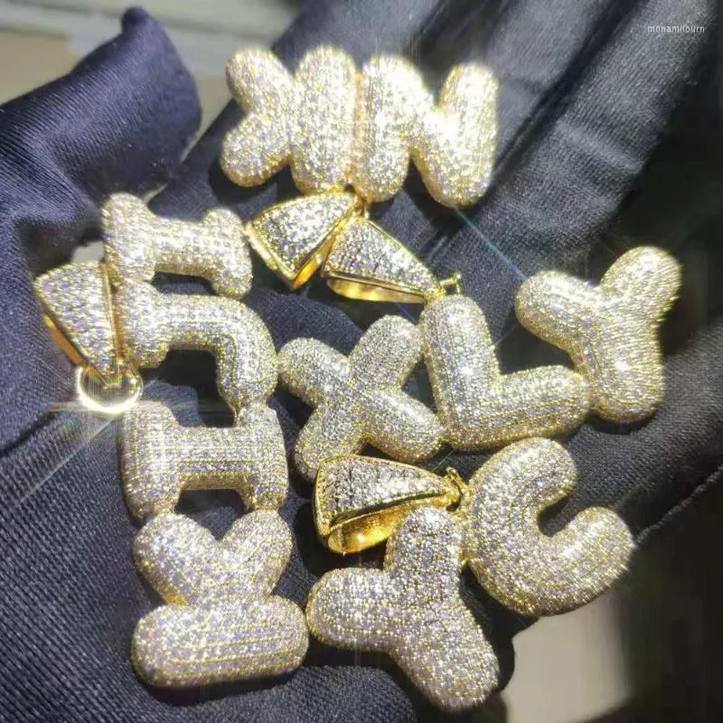 Hangende kettingen 26 initialen aangepaste bellenletters ketting voor mannen vrouwen goud kleur kubieke zirkoon hiphop charme sieraden