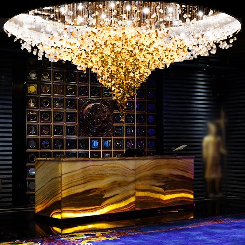 Modern Stone Crystal LED Chandelier For Living Room Lobby Large Luxury Cristal Lighting Fixtures Indoor Home Decor Hanging Lamps