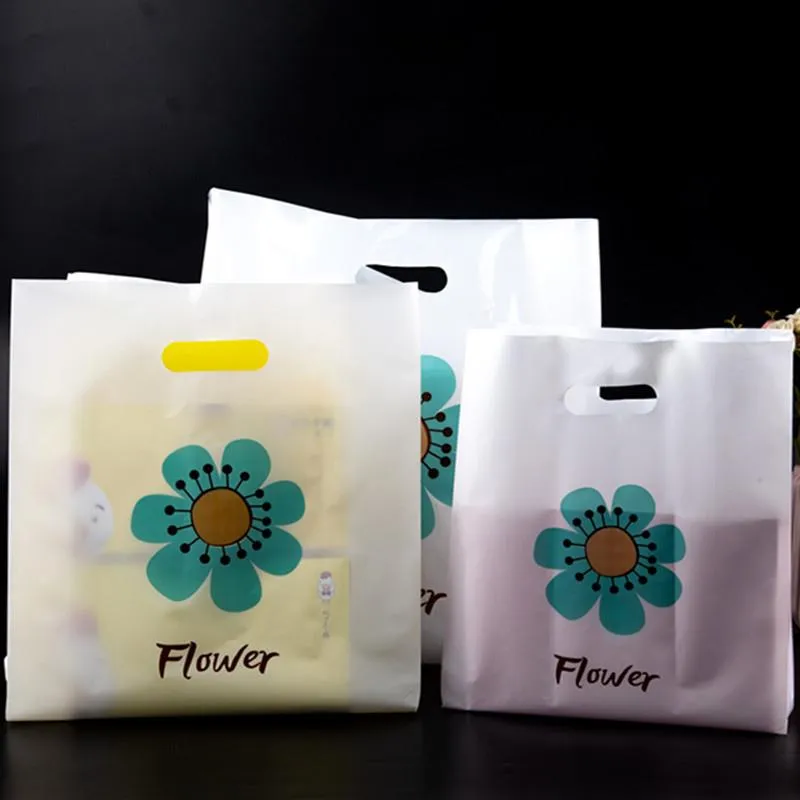 Gift Wrap 50pcs Plastic Bag Green Plum Shopping Bags Candy Cake Wrapping Wedding Party Packaging Pouch With HandleGift