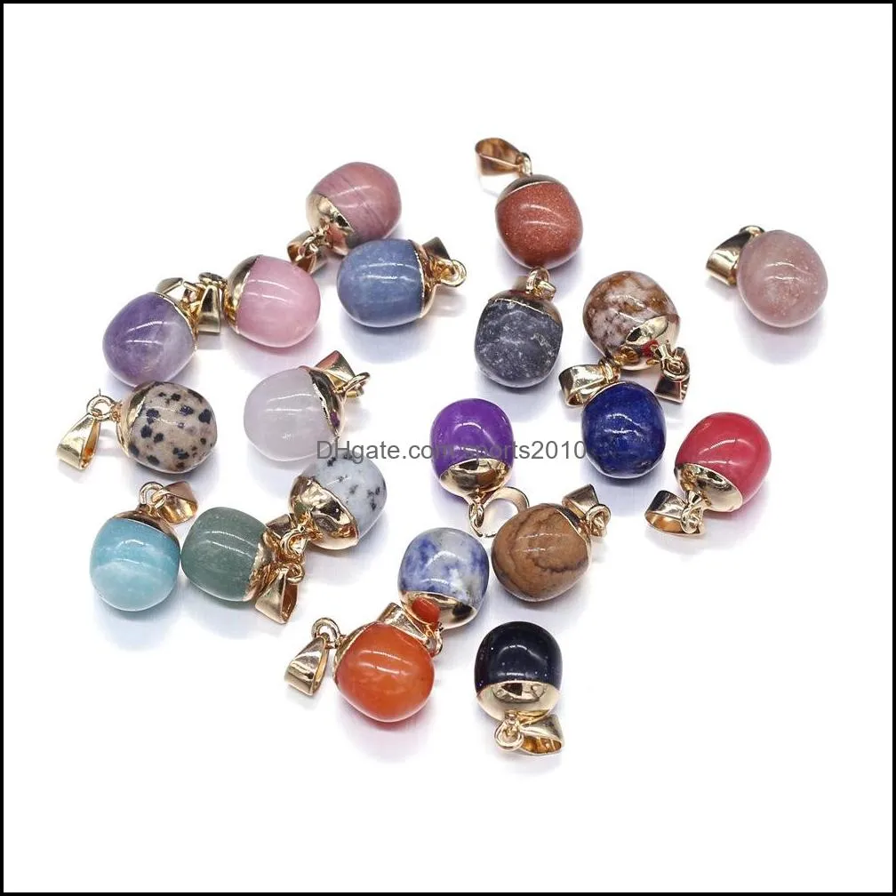 13x18mm semi-precious stone ball charms quartz healing reiki crystal pendant diy necklace earrings women fashion jewelry fi sports2010