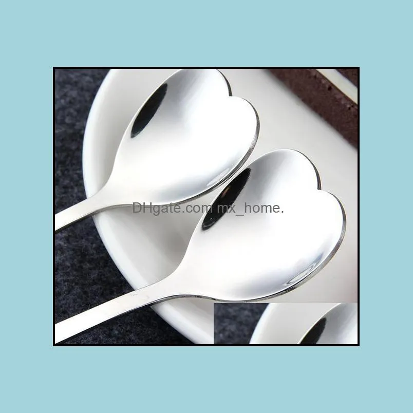 Heart Shape Stainless Steel Coffee Spoon Dessert Sugar Stirring Spoon Ice Cream yogurt Honey Spoon Kitchen Hot Gift XB