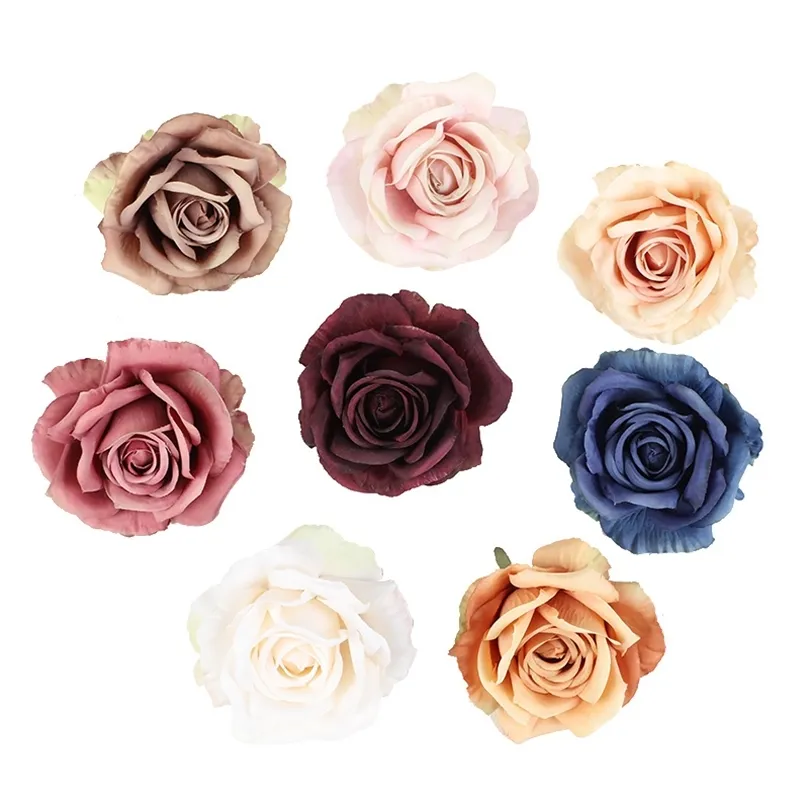 50pcs Artificial Flowers High Quality Fake Roses Wedding Bridal Clearance Accessories Decorative Home Decor Diy Gifts Candy Box 220408