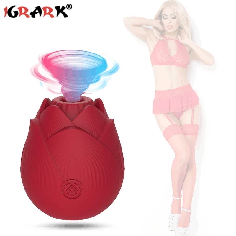 Rose Thrusting Sucking Vibrator sexy Toy For Woman Anal Nipple Sucker Vaginal Clitoral Oral Teasing Female Masturbation