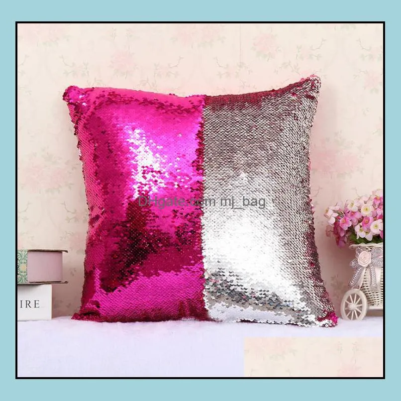 two-color sequins pillow case mermaid pillow covers home sofa car decor cushion christmas decoration 27 style free shipping 40*40cm