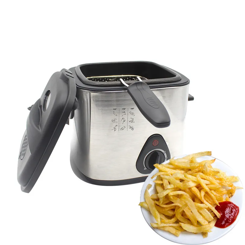 Huishouden 1.5L Kleine diepe friteuse Elektrische fryers French Fries Chicken Wings Multifunctioneel elektrisch koekenpan