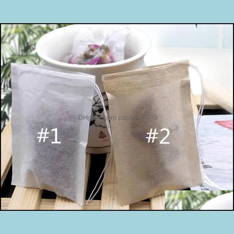 100Pcs/Lot Tea Filter Bags Natural Unbleached Paper Tea Bag Disposable Tea Infuser Empty Bag with Drawstring for Herbs Coffee 6*8cm