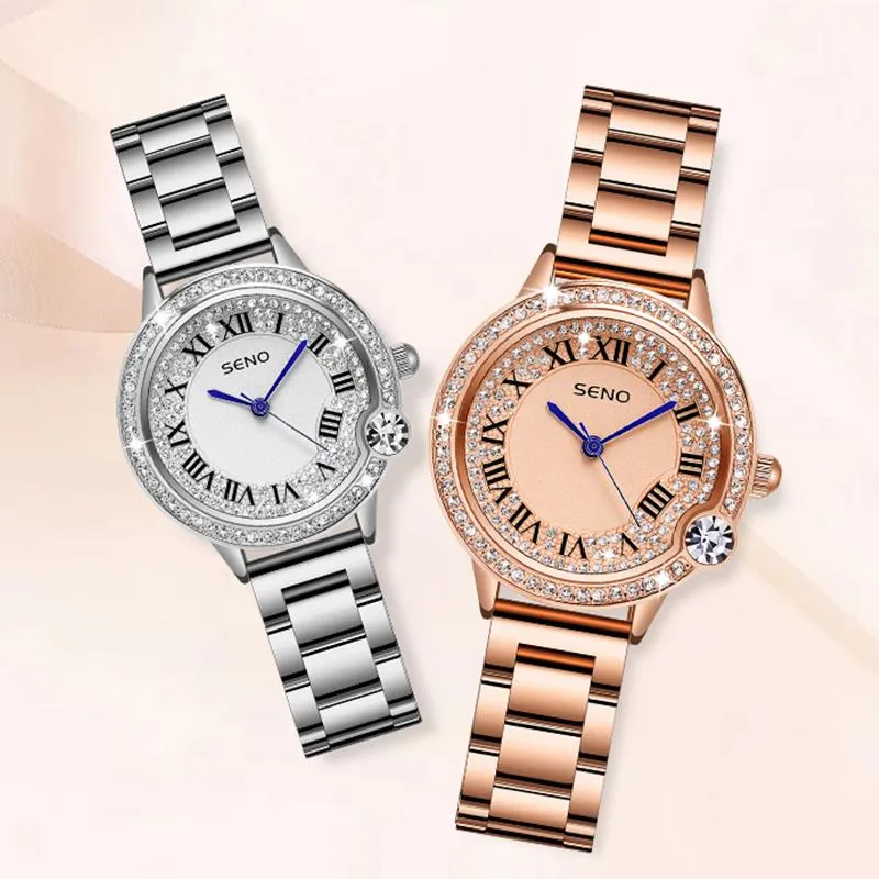 Polshorloges Seno Quartz Luxe vrouwen kijken Waterproof Legering Roestvrijstalen armband horloges voor dames diamant elegante vrouwelijke polshorloge