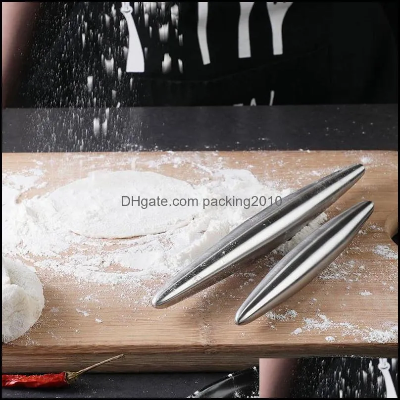 stainless steel rolling pin kitchen dough roller bake pizza noodles cookie dumplings making non-stick baking tool utensils pad11618