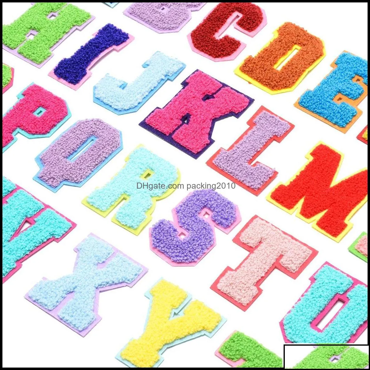 And Sewing Textiles Home & Gardentowel Embroidery Cartoon Colorf Letters Chenille Patch Fabric Custom Sew On Rainbow Colors Letter Sticker