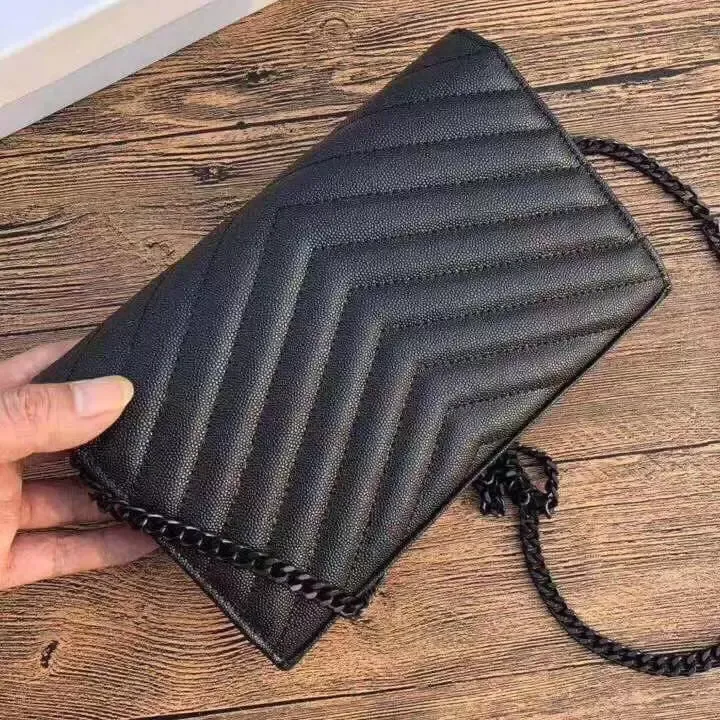 Handtaschen Echtes Leder Taschen Kette Geldbörse Mode Kupplung Umschlag Dame Umhängetasche Rindsleder Handtasche Presbyopie Kartenhalter Geldbörsen Messenger Frauen mit Box