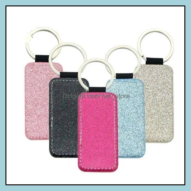 10pcs sublimation Blank Colorful PU Keychain Accessories Tassel Key Ring Bag Parts