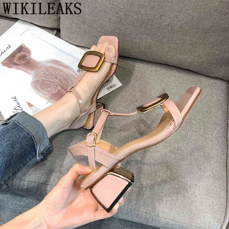 Różowe sandały otwarte palce obcasy patentowe skórzane kobiety seksowne damskie buty letnie moda 2022 Zapatos de Mujer buty Damskie220513
