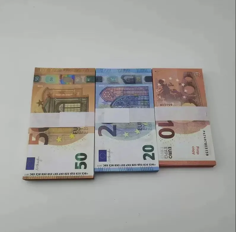 Festtillbehör falska pengar sedlar 10 20 50 100 200 500 euro Realistiska rekvisita till leksaksbarer Kopieringsvaluta Filmpengar Faux-billets 100st/pack