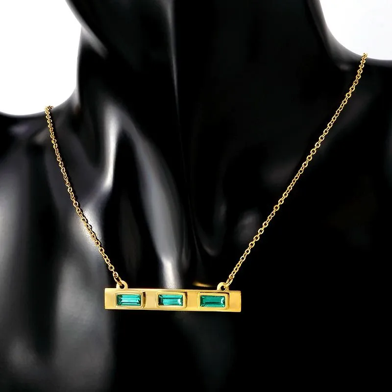 Pendant Necklaces Square Green Stone Chain Necklace Woman Gold For Jewelry GiftPendant PendantPendant