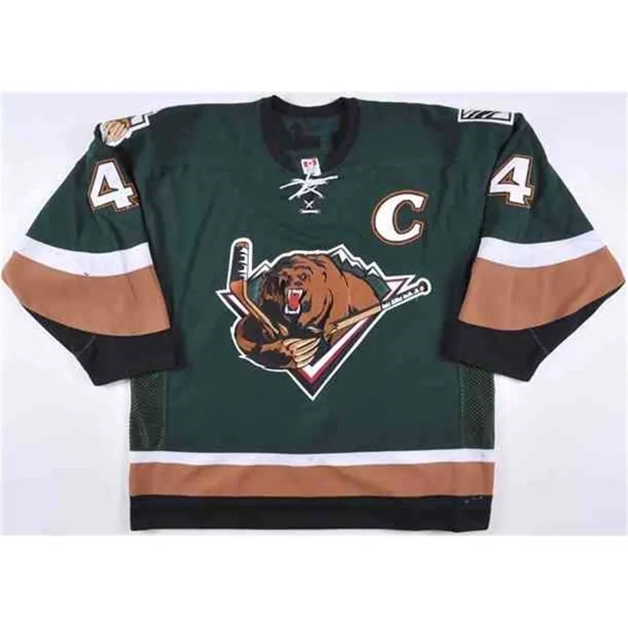 MThr 2006–07 #4 Ed Campbell Utah Grizzlies Game Herren-Hockey-Trikot, bestickt, genäht. Passen Sie eine beliebige Nummer und einen beliebigen Namen an