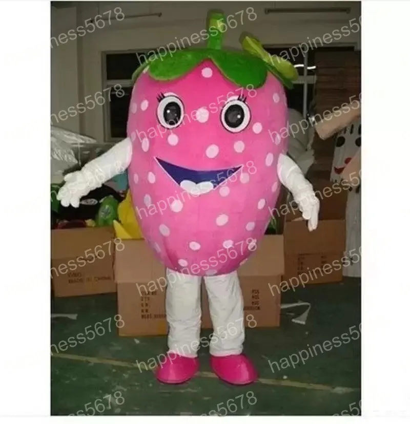 Simulation Pink Strawberry Mascot Costumes High quality Cartoon Character Outfit Suit Halloween Adults Size Birthday Party Outdoor Festival Dress