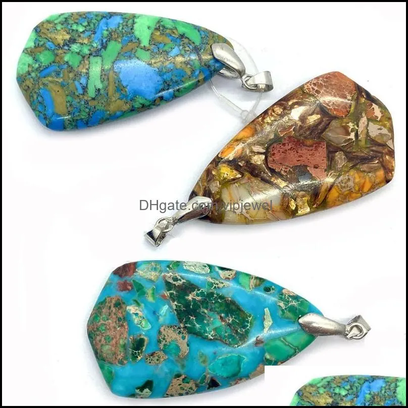 charms fashion natural stone polished turquoise drop pendant 29x50mm charm jewelry diy men and women necklace earrings