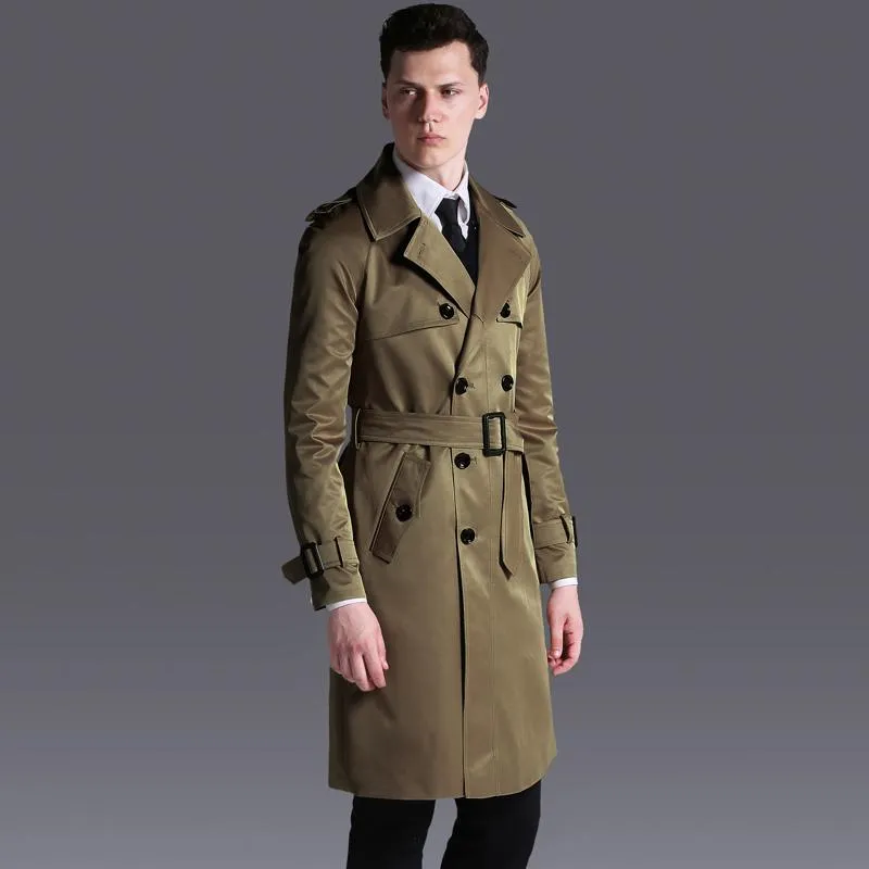 Rów męskich płaszcze S-6xl Spring Autumn Slim Four Beded Overcoat Men England Long Płaszcz Rękaw wierzchnia wierzchnia odzieży Plus