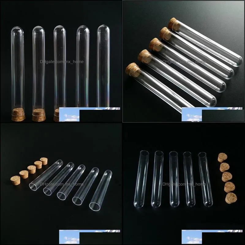 Packing Bottles Clear Food Grade PS Plastic Test Tube with Cork Stopper 15x100mm 11ml Wholesale WB1229