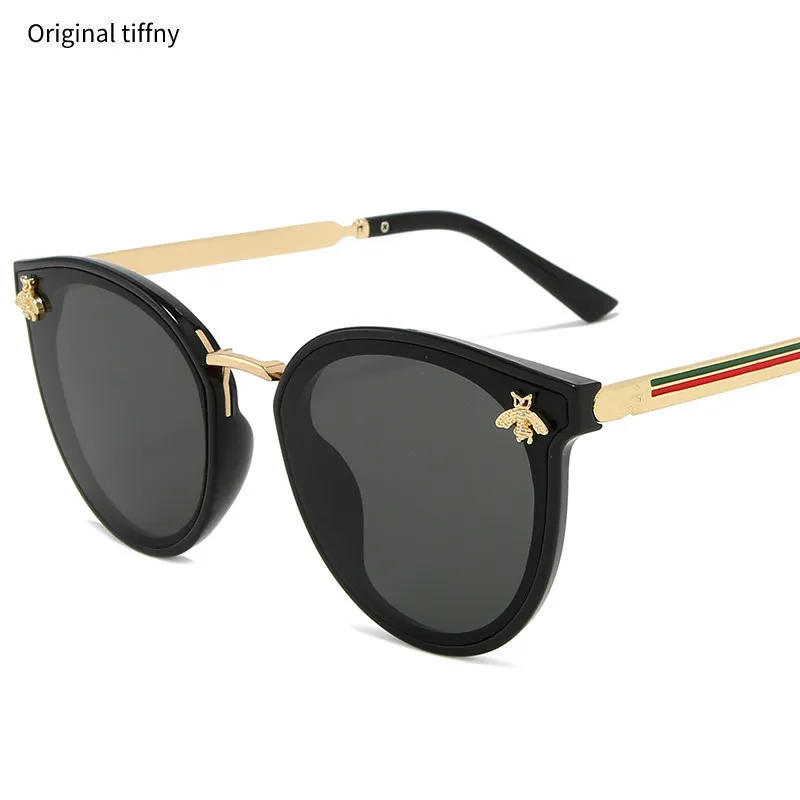 2022 Роскошные женские солнцезащитные очки с овальным металлическим каркасом Little Bee Мужские солнцезащитные очки UV400 Классический ретро-бренд Спортивные очки Oculos de sol Y220413