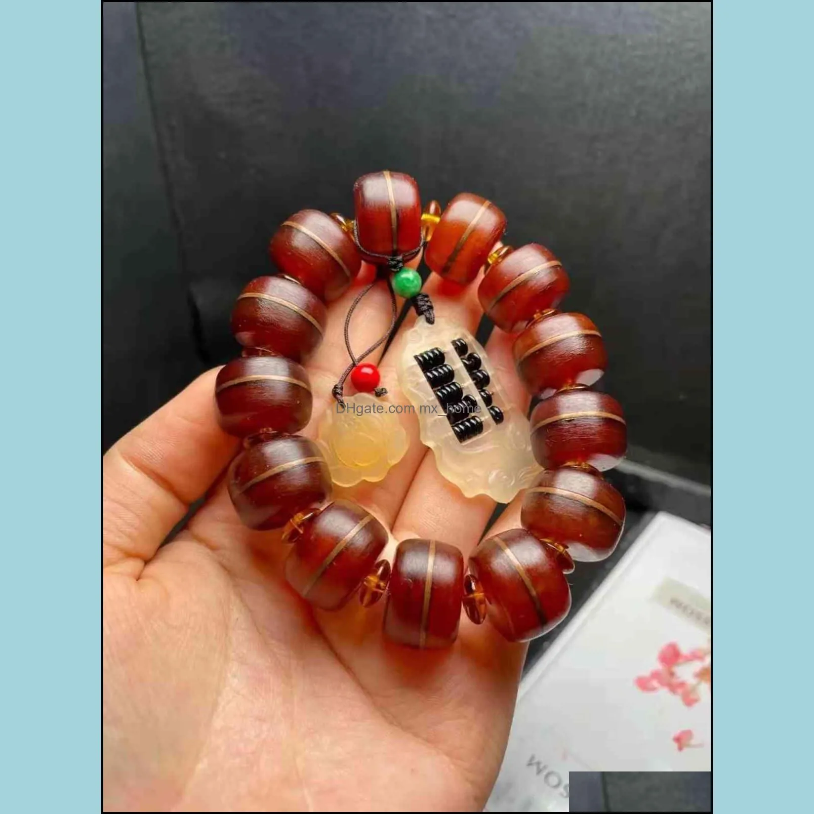 Tibetan Beads Bracelet: Chinese Style Sheep Horn Round Bead