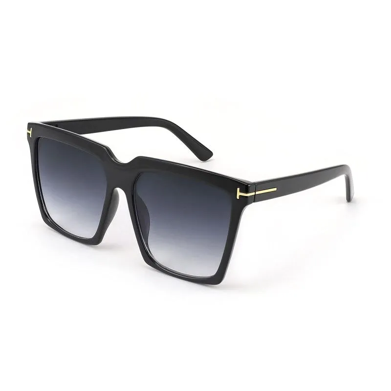 Óculos de sol Moda de grandes dimensões homens homens com design de metal T UV400SungLASSes